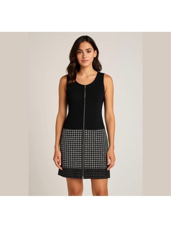 Laundry By Shelli Segal Dresses & Skirts - Laundry BY SHELLI SEGAL - Front Zip Black & White Tweed Mix Media Dress Sz 6